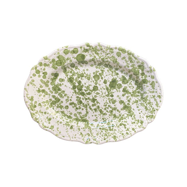 Plat Ovale 32 cm Points Vert