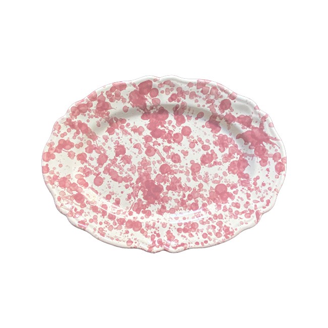 Plat Ovale 32 cm Points Rose
