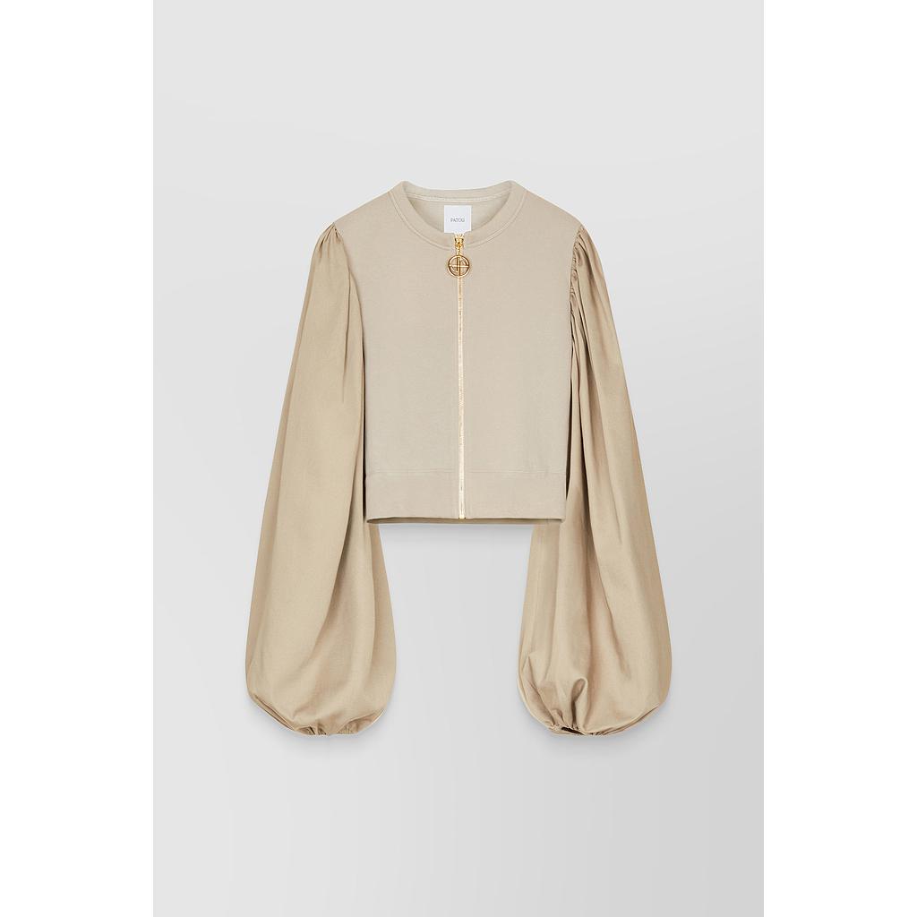 Cotton sweater with puff sleeves