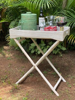 Rattan Butler Tray White Washed