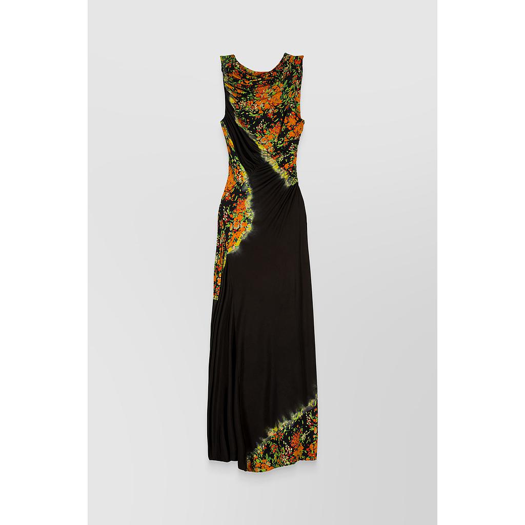 Printed ruched jersey maxi dress