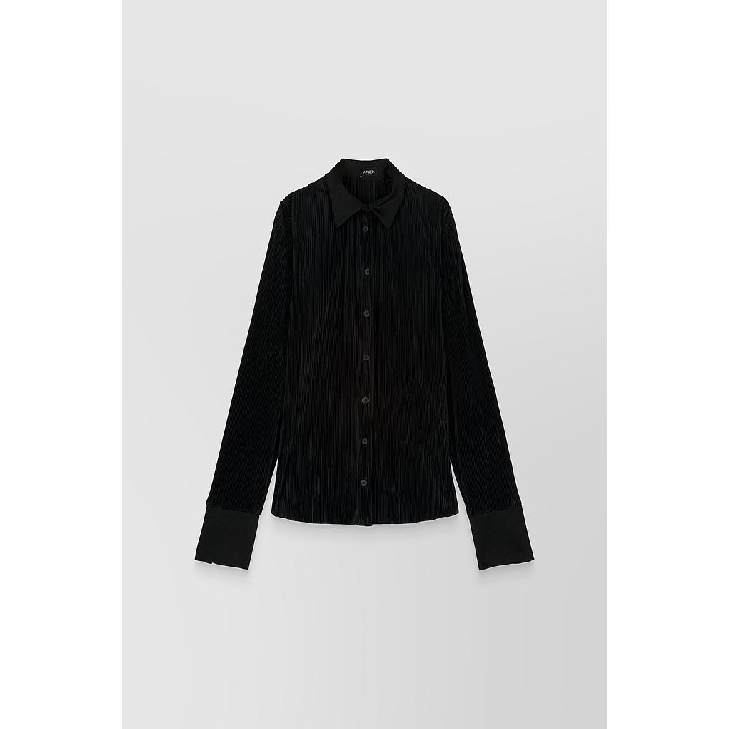 Pleated recycled jersey satin shirt