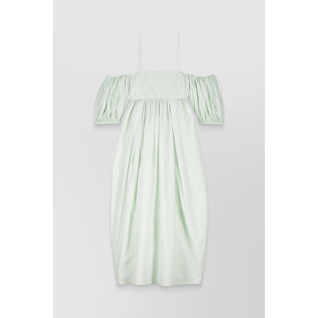Strapless tulip shaped cotton midi dress