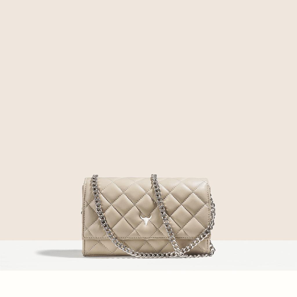 SAC MINI NELLY - CUIR BEIGE MATELASSÉ