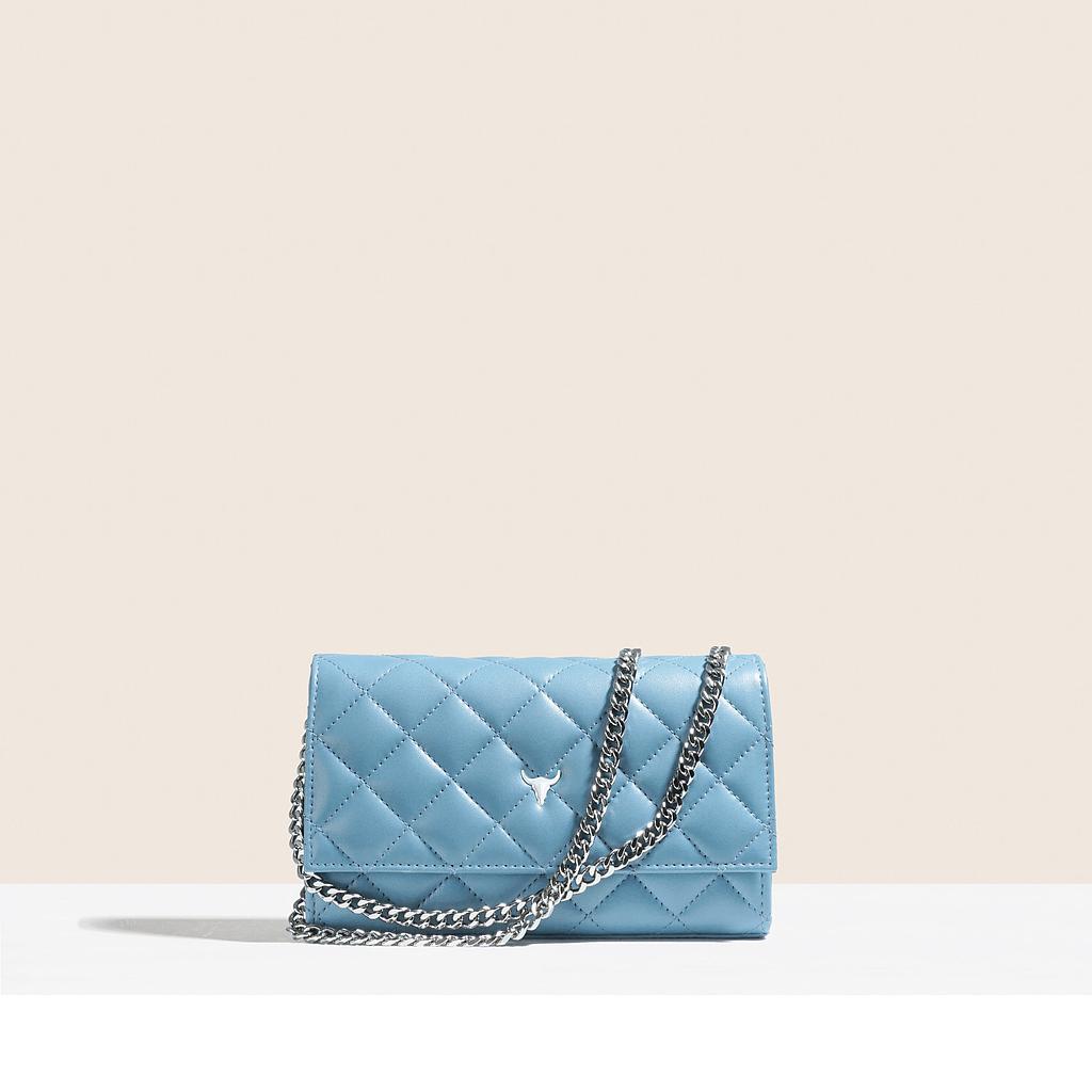 SAC MINI NELLY - CUIR BLEU MATELASSÉ