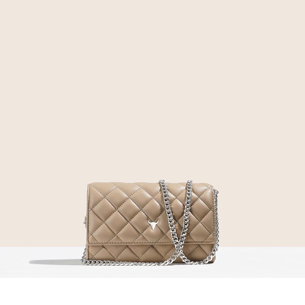 SAC MINI NELLY - CUIR NUDE MATELASSÉ