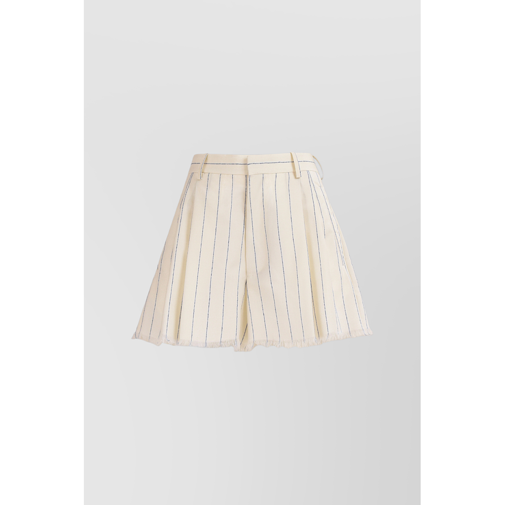 Striped virgin wool tailoring shorts