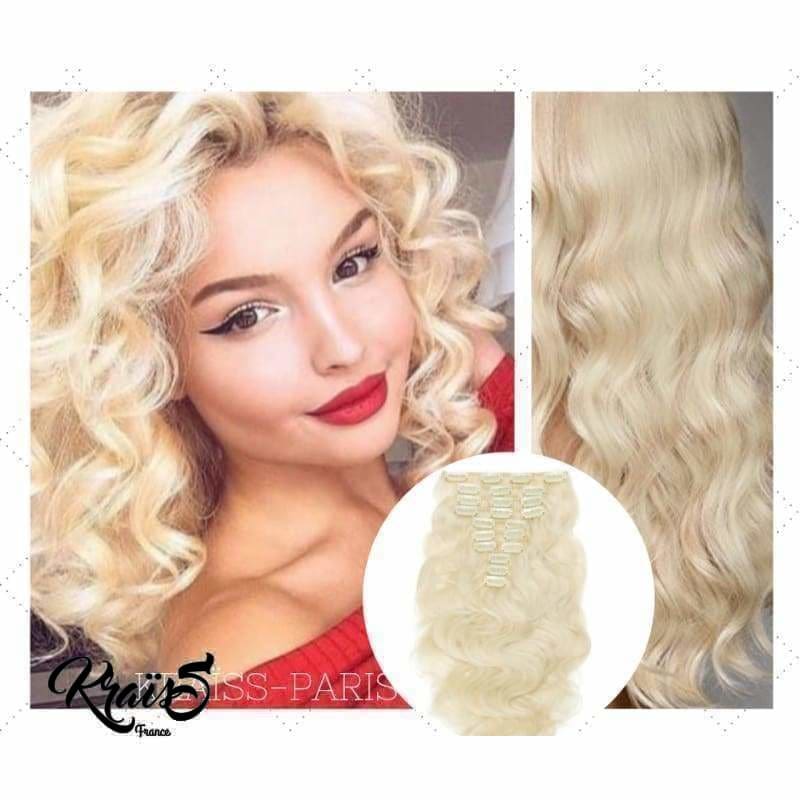 Extension à clip bouclé Blond platine (#60)