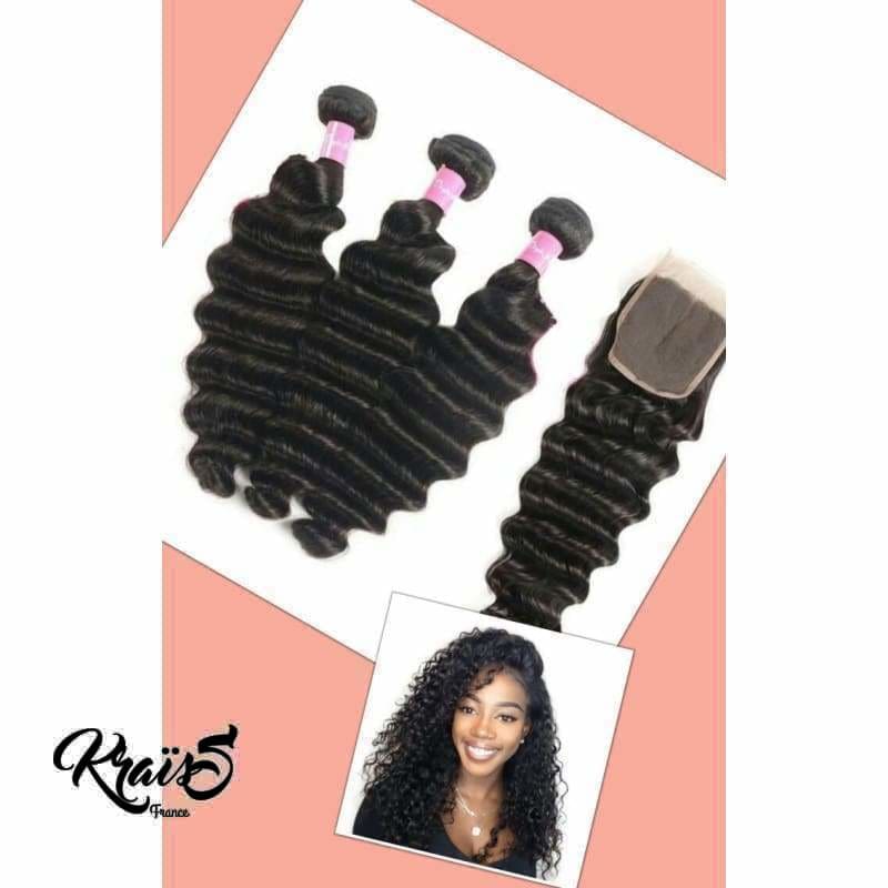 Formule Brésilienne Deep Wave Noir Naturel 1B ( 3 Paquets + 1 closure )