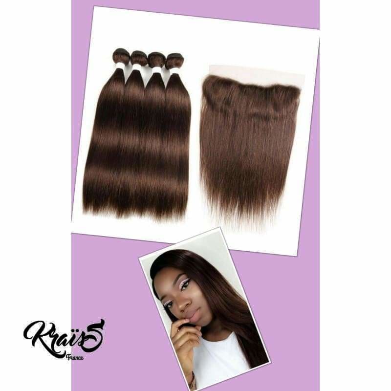 Formule Malaisienne Lisse Marron Chocolat 4# ( 3 paquets + 1 closure frontale )