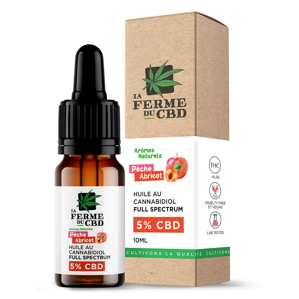 Huile CBD 5% pêche-abricot