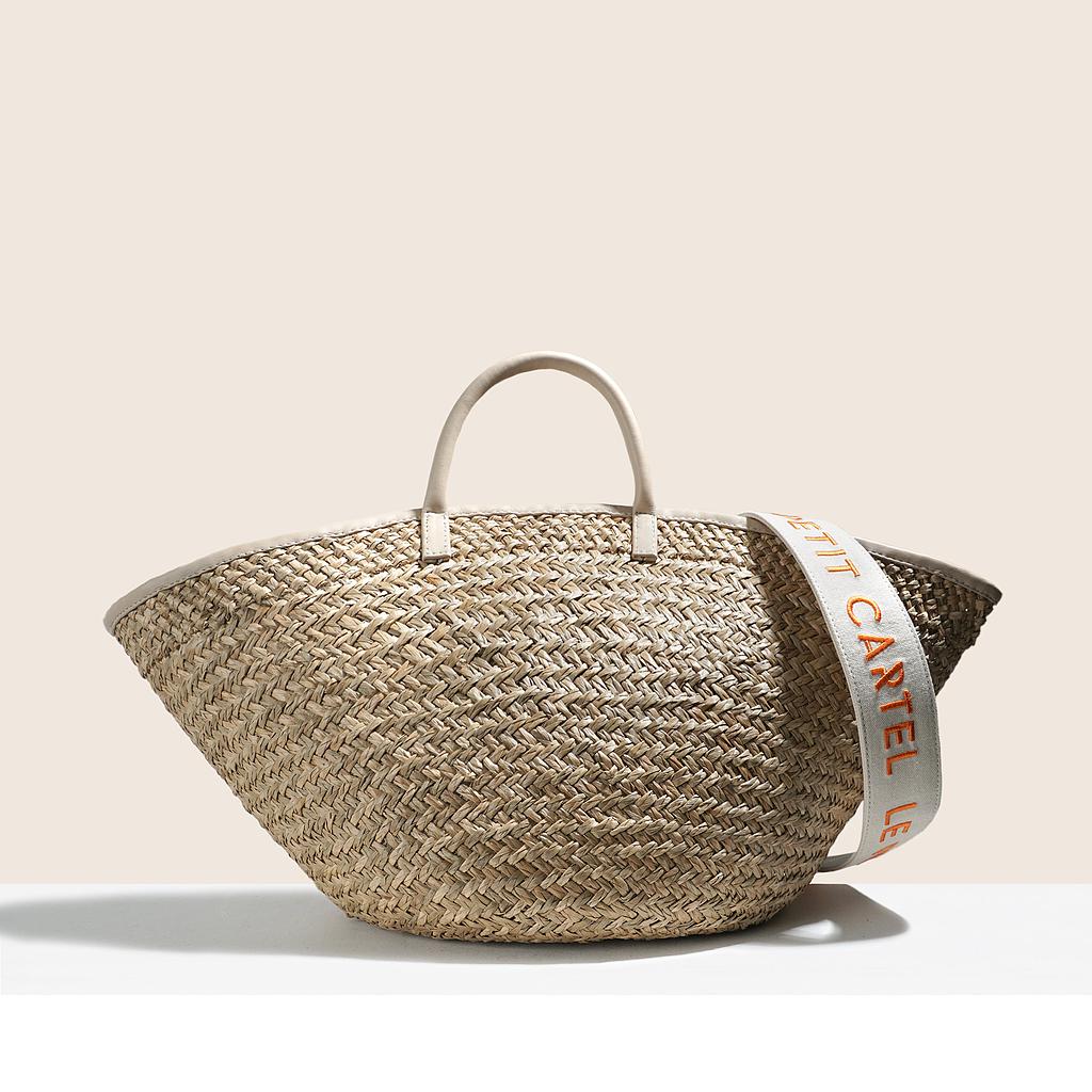 PANIER INKA - CUIR BEIGE ET SA ANSE DE COULEUR