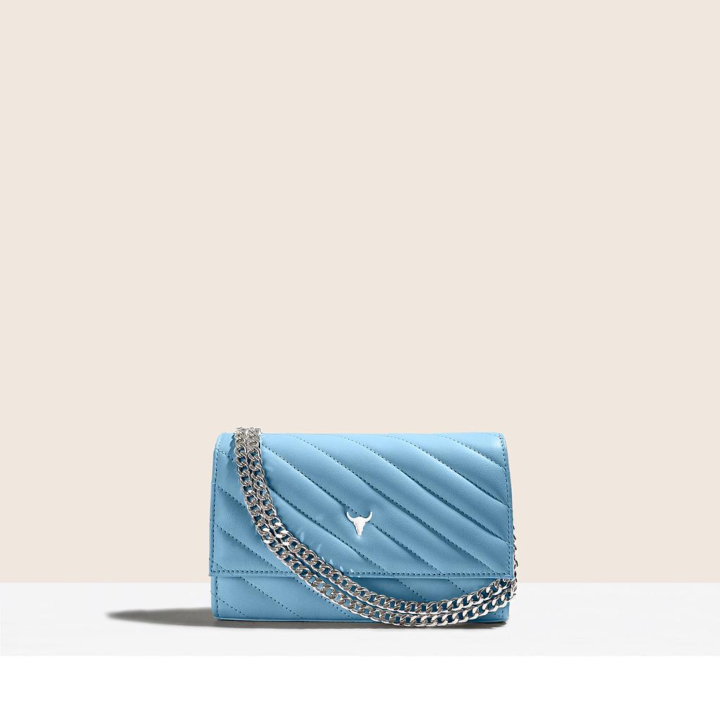 SAC MINI NELLY - CUIR BLEU MATELASSÉ