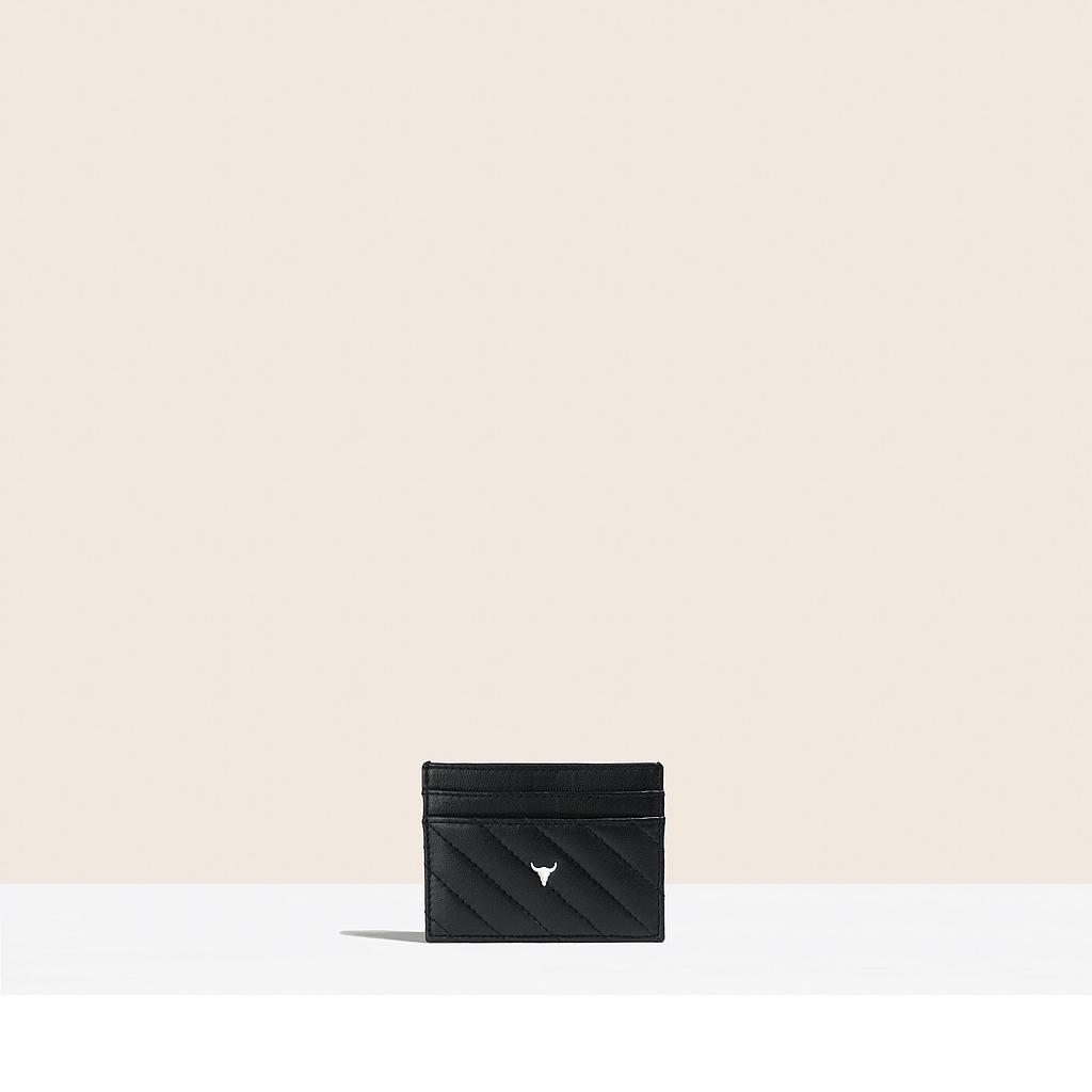 PORTE-CARTES LANA - CUIR NOIR MATELASSÉ