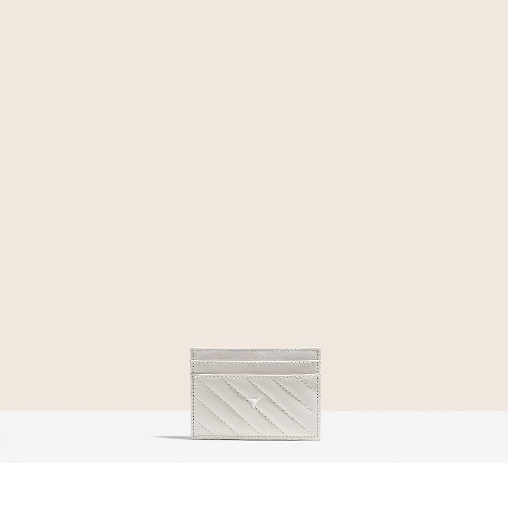PORTE-CARTES LANA - CUIR OFF - WHITE MATELASSÉ