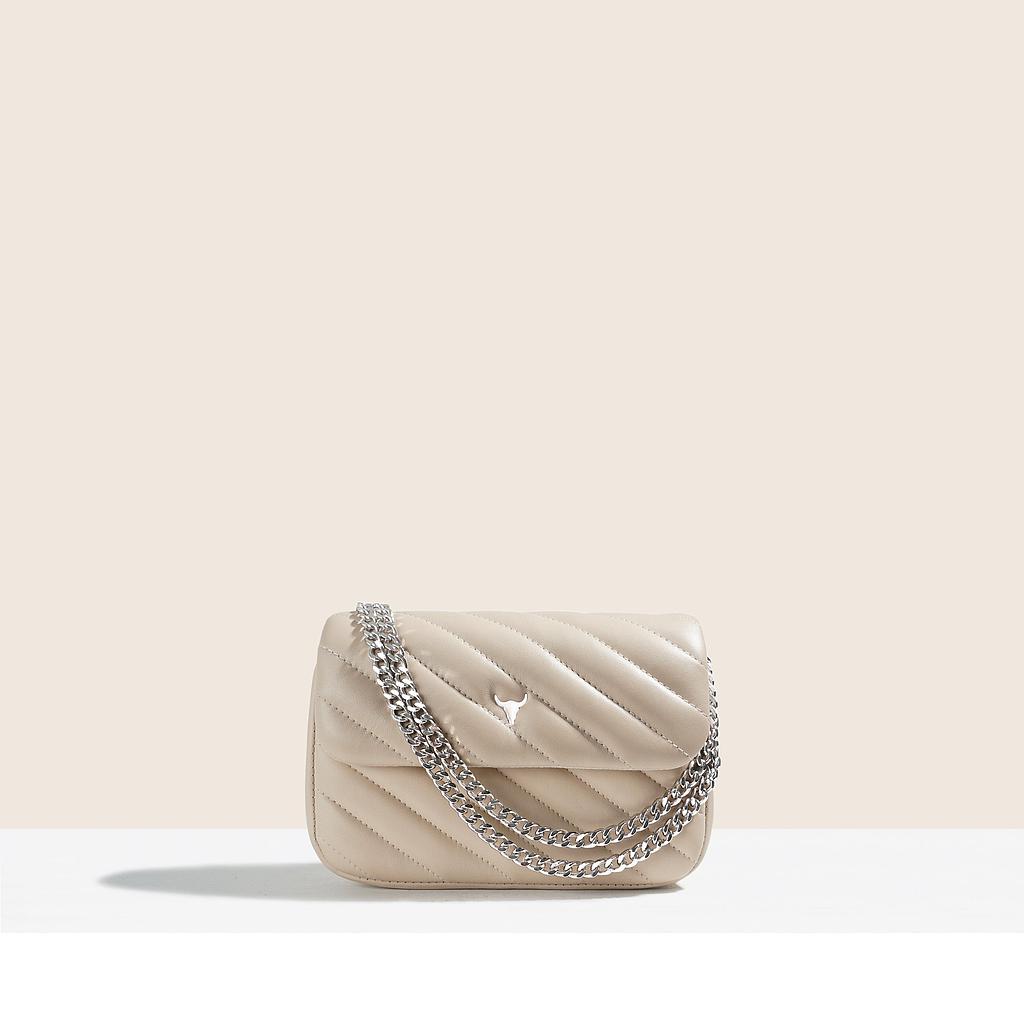 SAC MINI JOSH - CUIR BEIGE MATELASSÉ