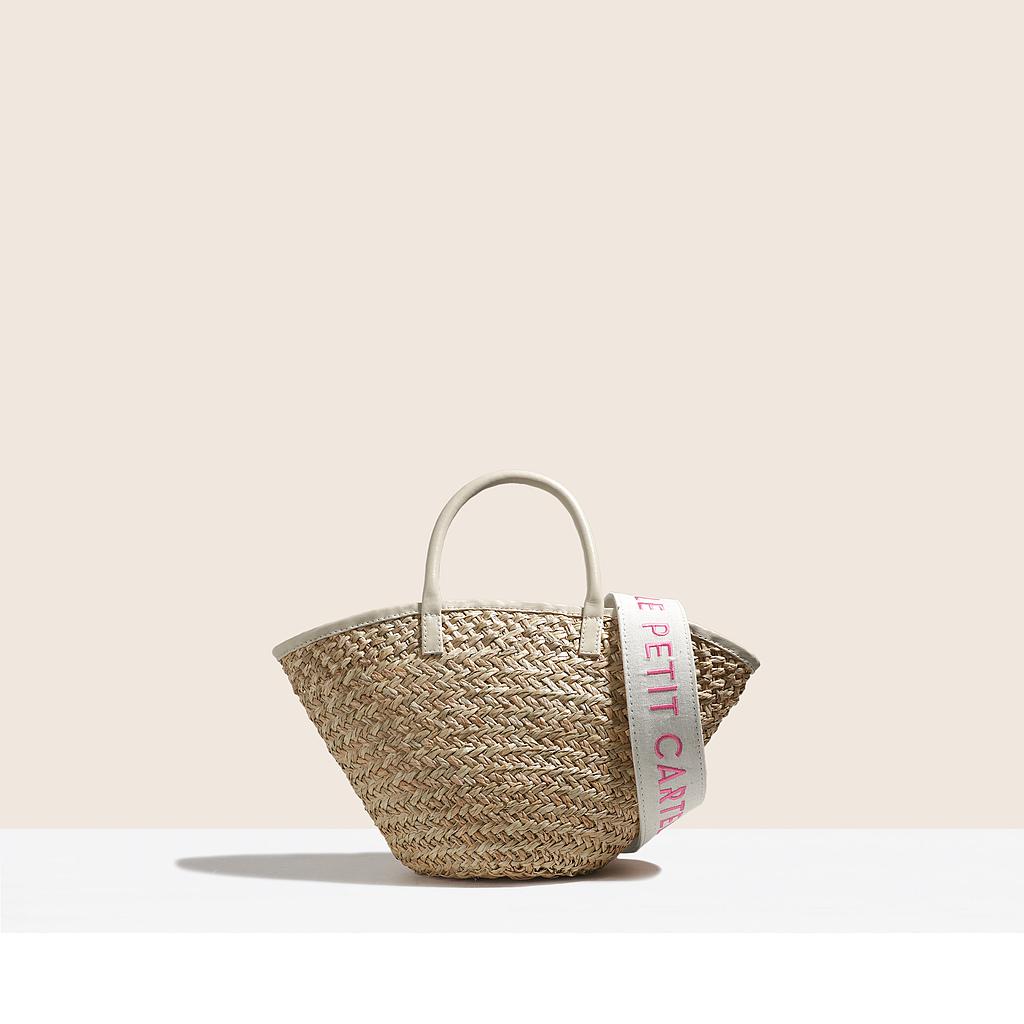 PRÉ-COMMANDE MINI PANIER INKA - CUIR BEIGE ET SA ANSE DE COULEUR