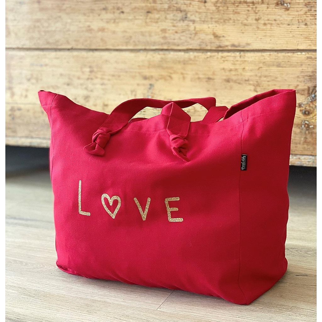 Cabas Lily rouge coquelicot "Love"
