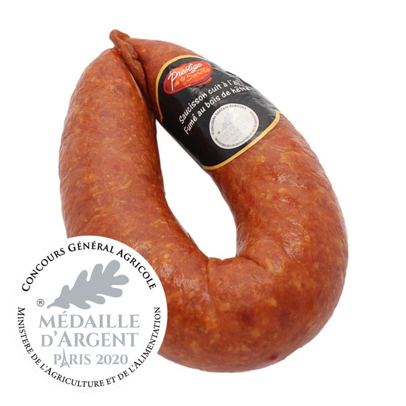 Saucisson à l'ail courbé fumé boyau naturel - 700g