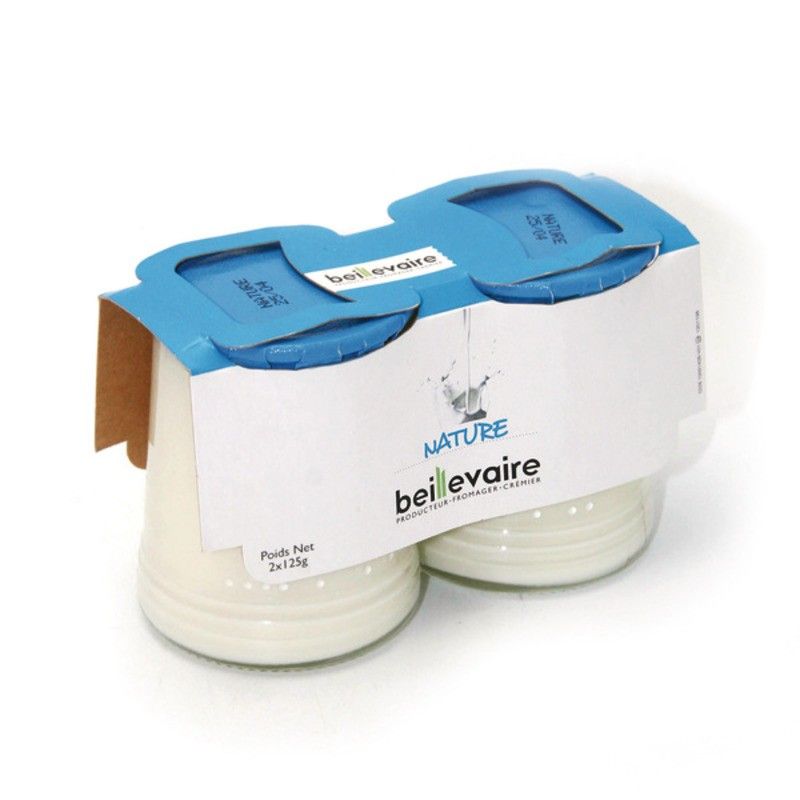 Yaourt nature pot en verre - 2x125g