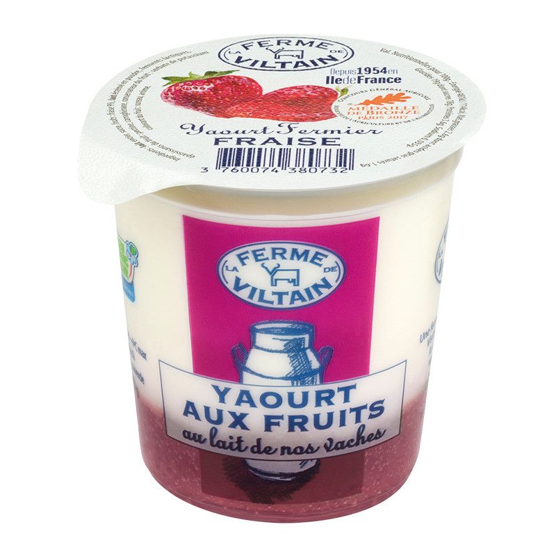 Yaourt fermier au lait entier à la fraise - 180g