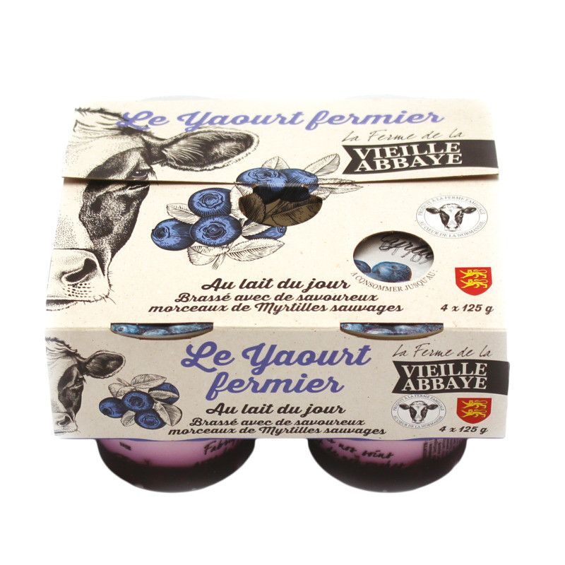 Yaourt fermier brassé sur lit de myrtille 4x125g