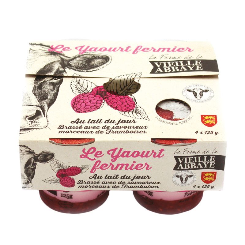 Yaourt fermier brassé sur lit de framboise 4x125g