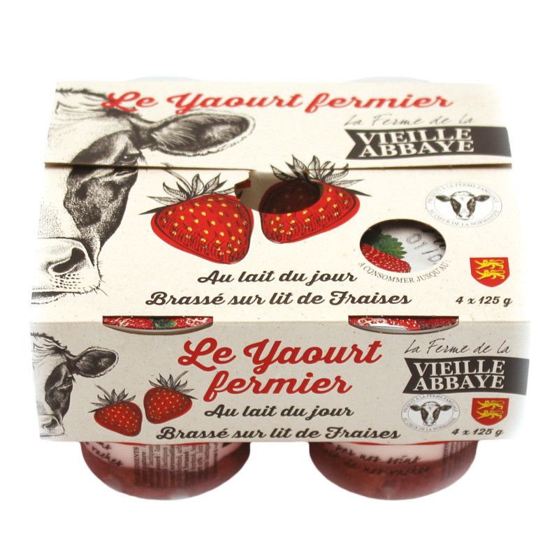 Yaourt fermier brassé sur lit de fraise 4x125g