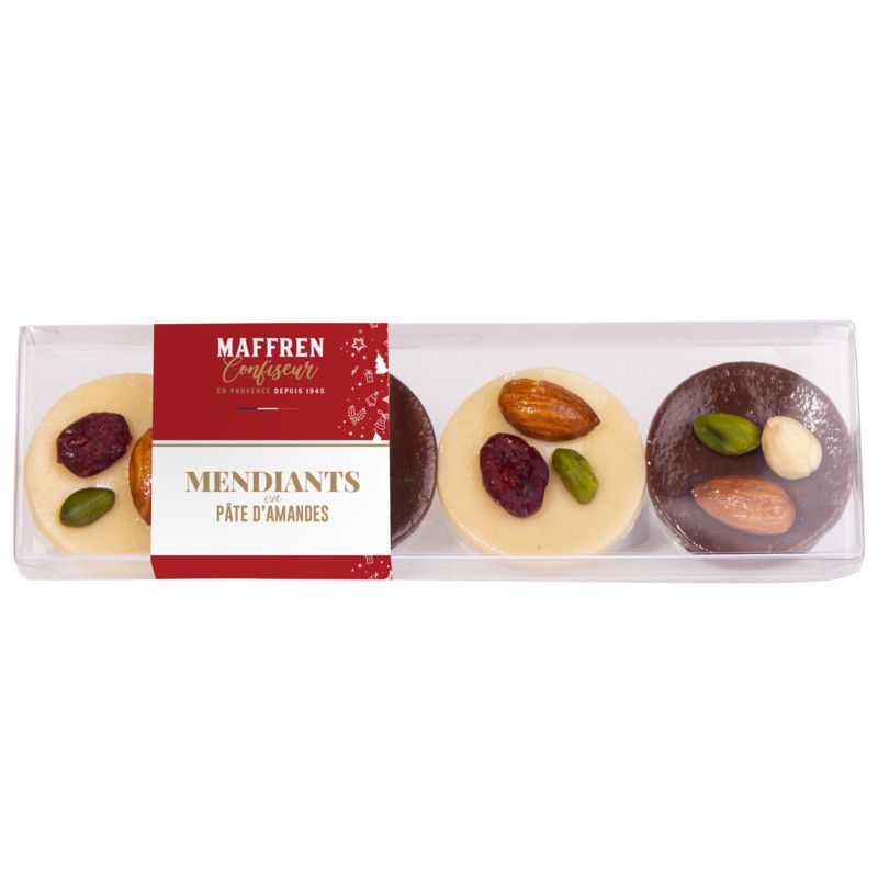 Mendiants en pâte d'amandes x4 - 50g