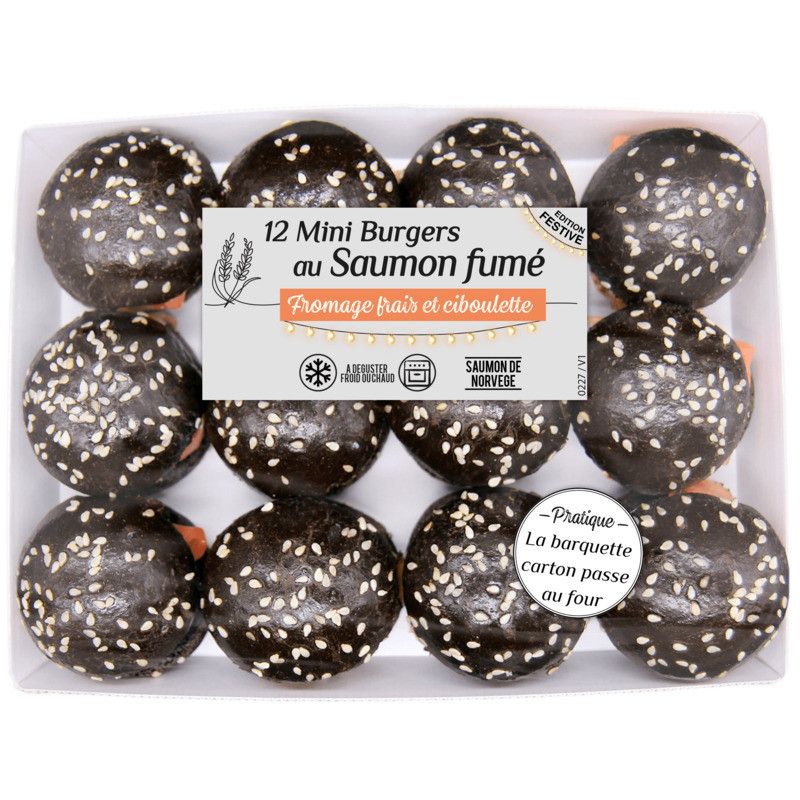 Mini burger noir au saumon fumé x12 - 380g