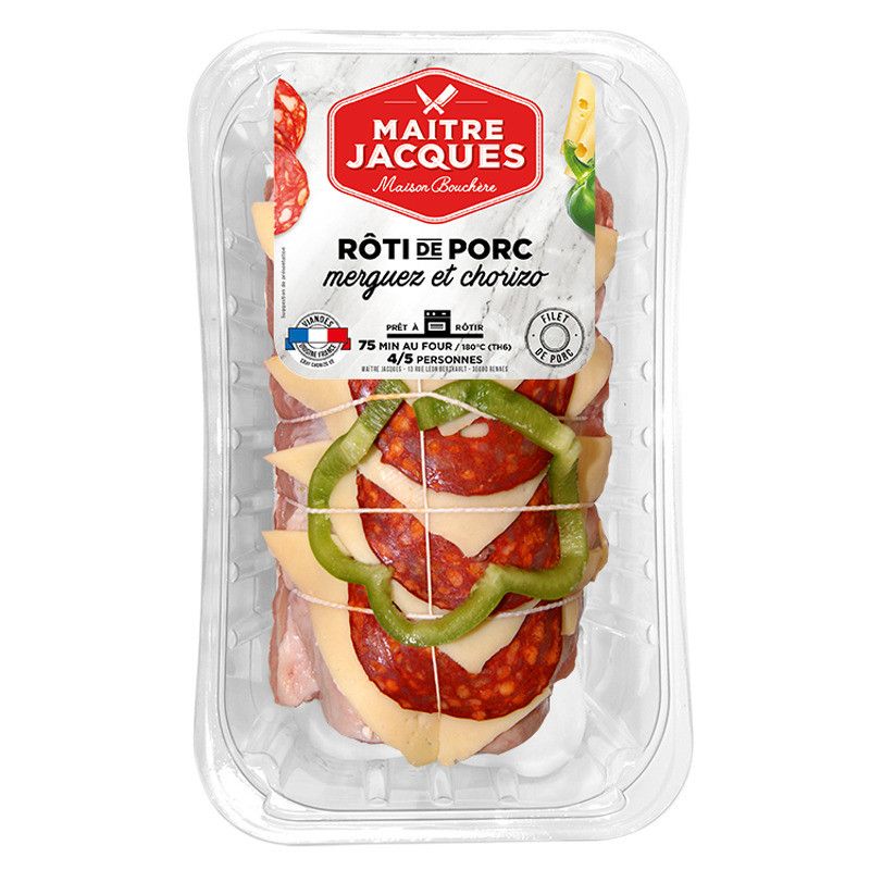 Rôti de porc aux merguez et au chorizo ±750g