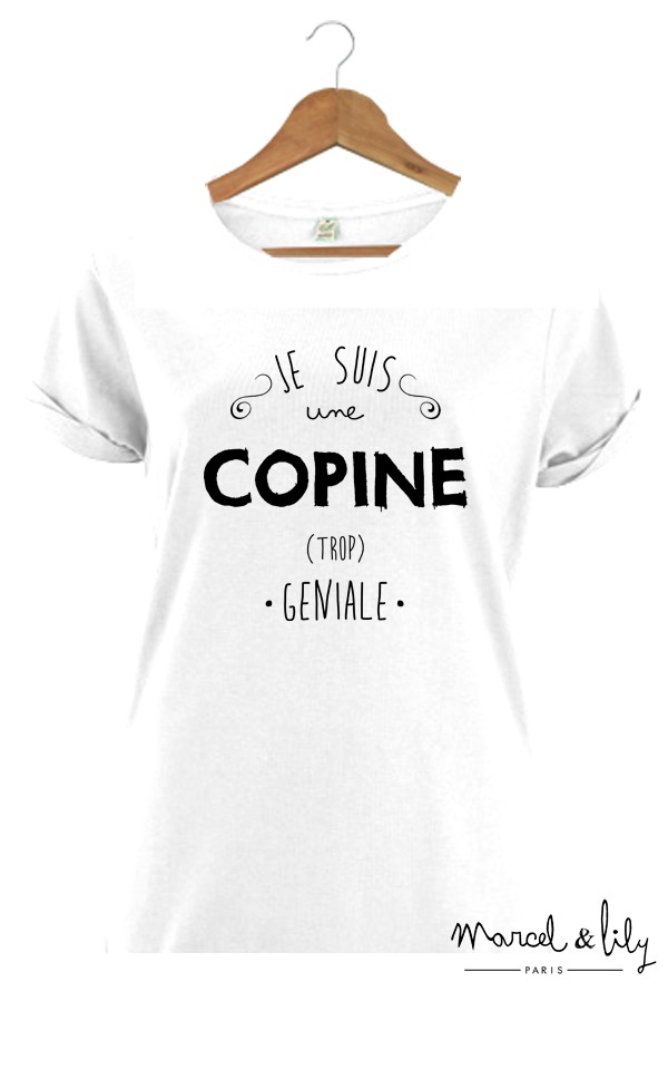 Tee-shirt bio femme + pochon tissu   "Je suis une copine trop géniale"