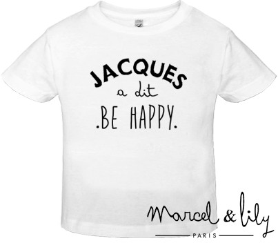 Tee-shirt enfant   bio + pochon tissu " Jacques a dit, Be Happy " 