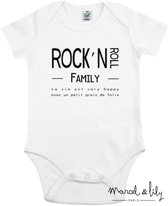 Body bio + pochon tissu "Rock'Roll family "