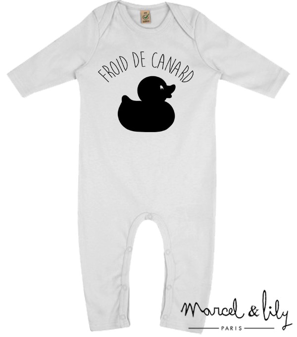 Grenouillère Bio + pochon tissu "Froid de Canard"