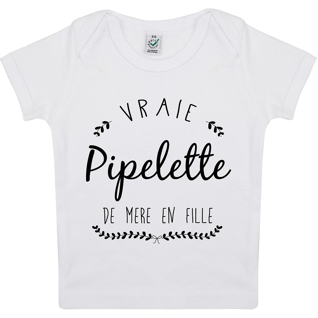 tee-shirt Bébé bio + pochon tissu "Pipelette de mère en fille"