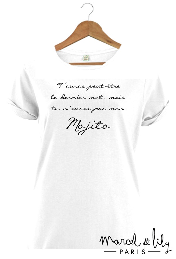 Tee-shirt blanc bio femme + pochon tissu "Mojito"