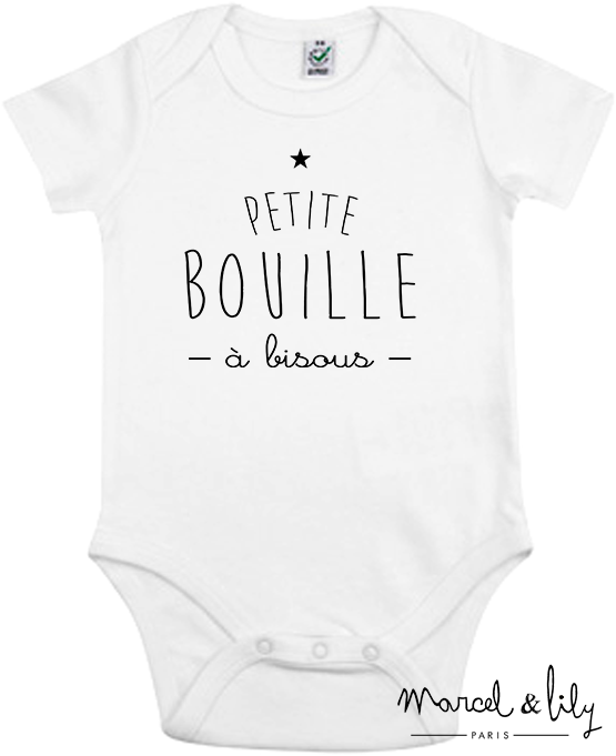 Body bio + pochon tissu "Bouille à bisous"