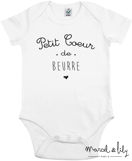 Body bio + pochon tissu "Petit coeur de beurre"