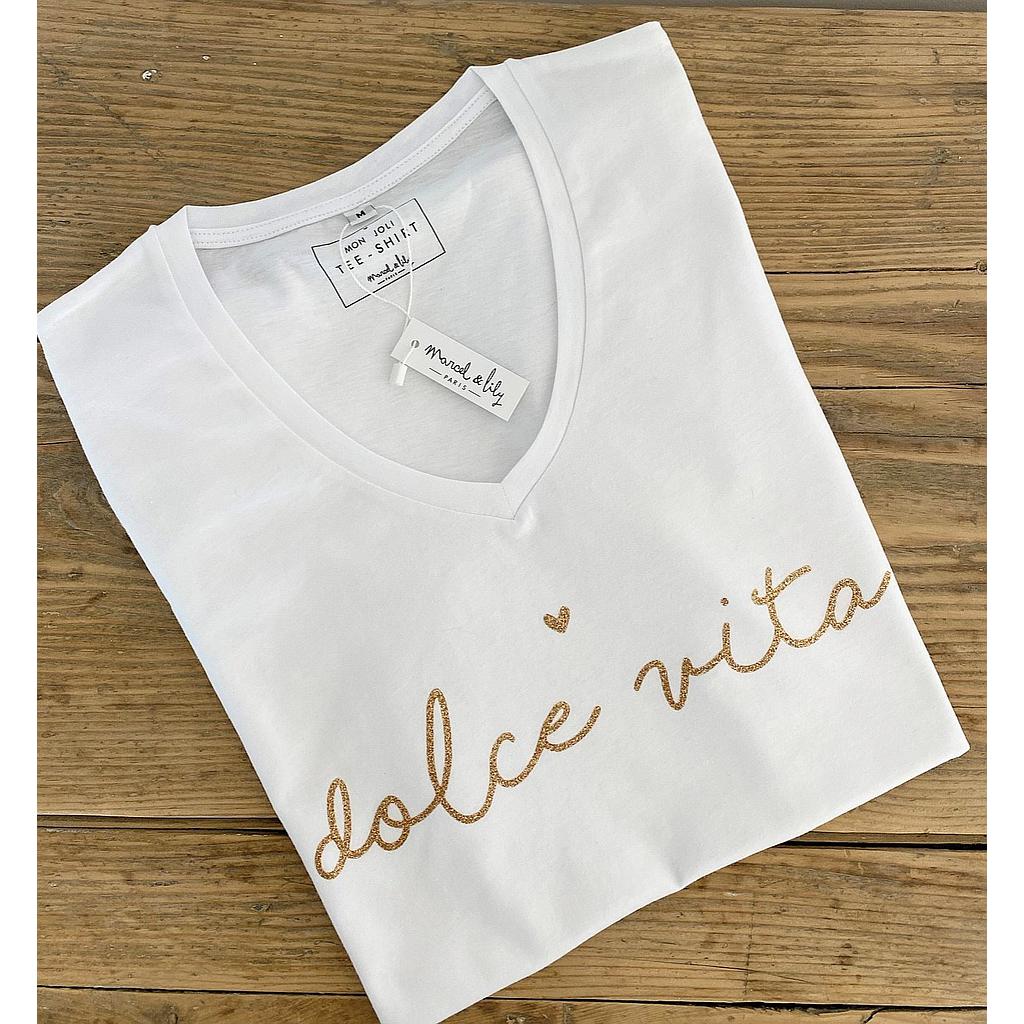 Tee-shirt blanc "Dolce Vita"