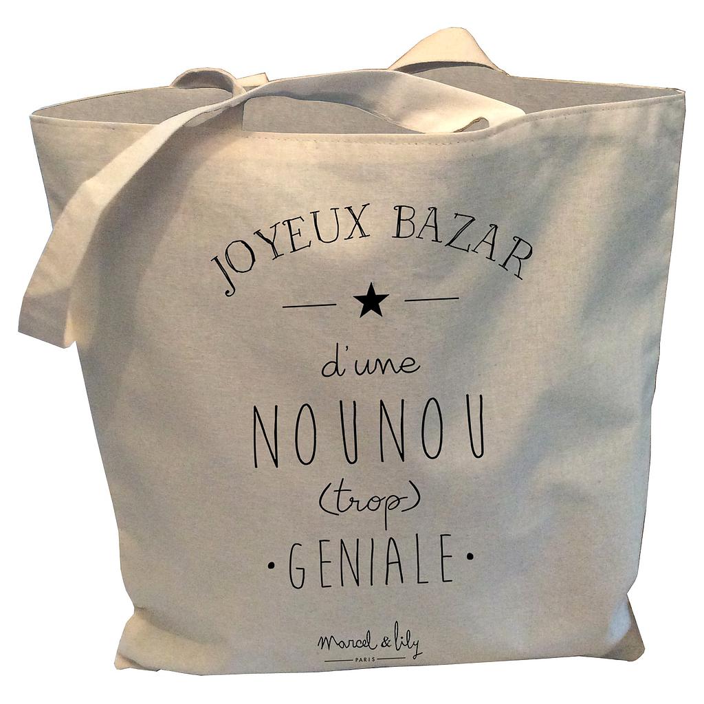 Tote-Bag réversible  écru " Joyeux bazar d'une Nounou trop géniale"