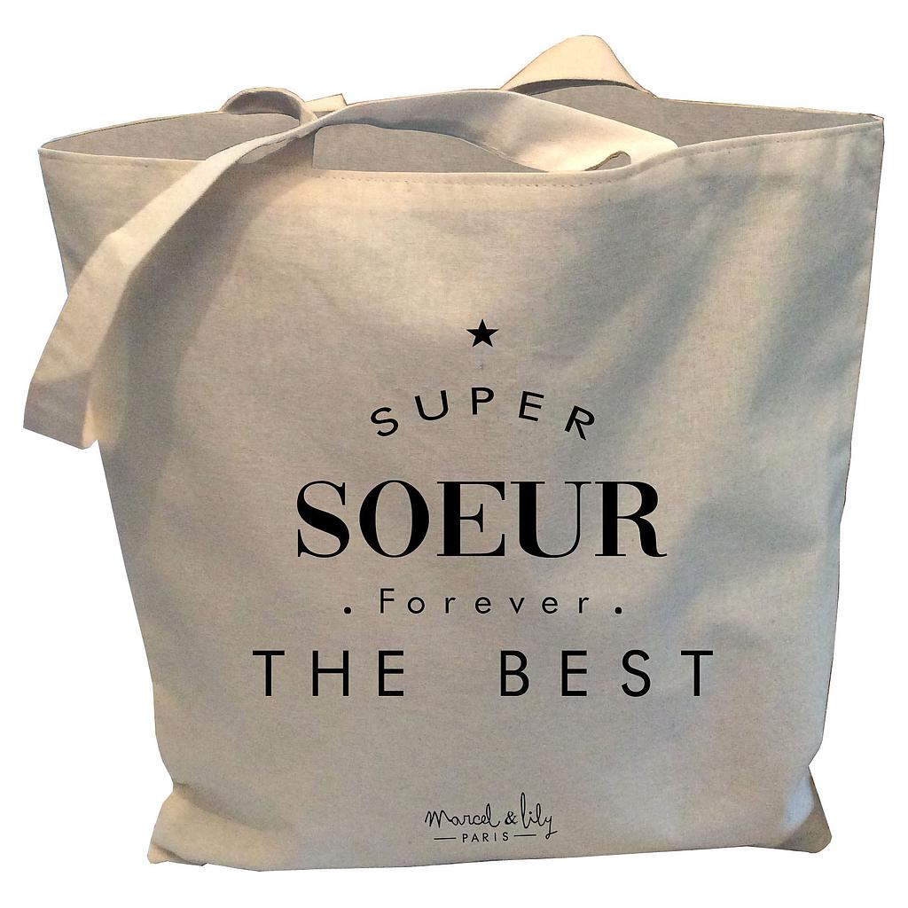 Tote-Bag réversible écru " Super Soeur Forever"