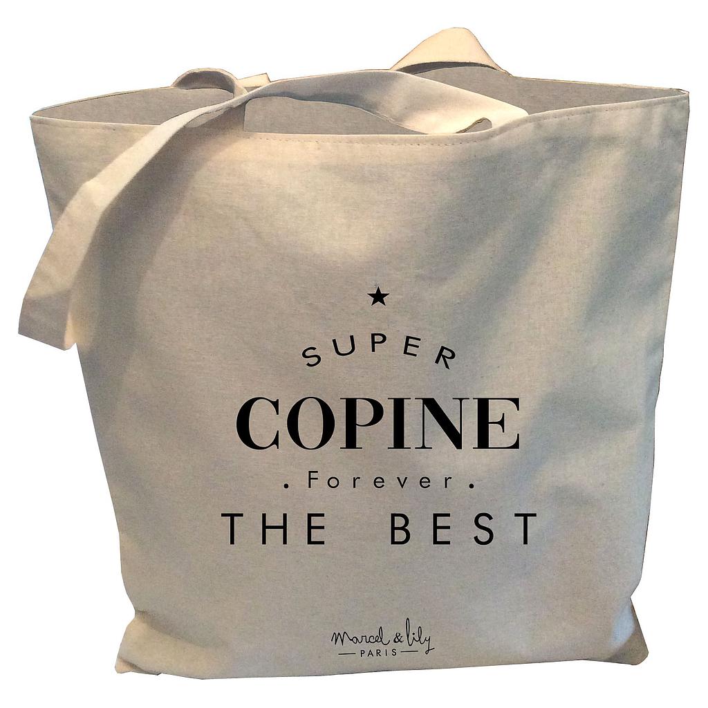 Tote-Bag réversible écru " Super Copine Forever"