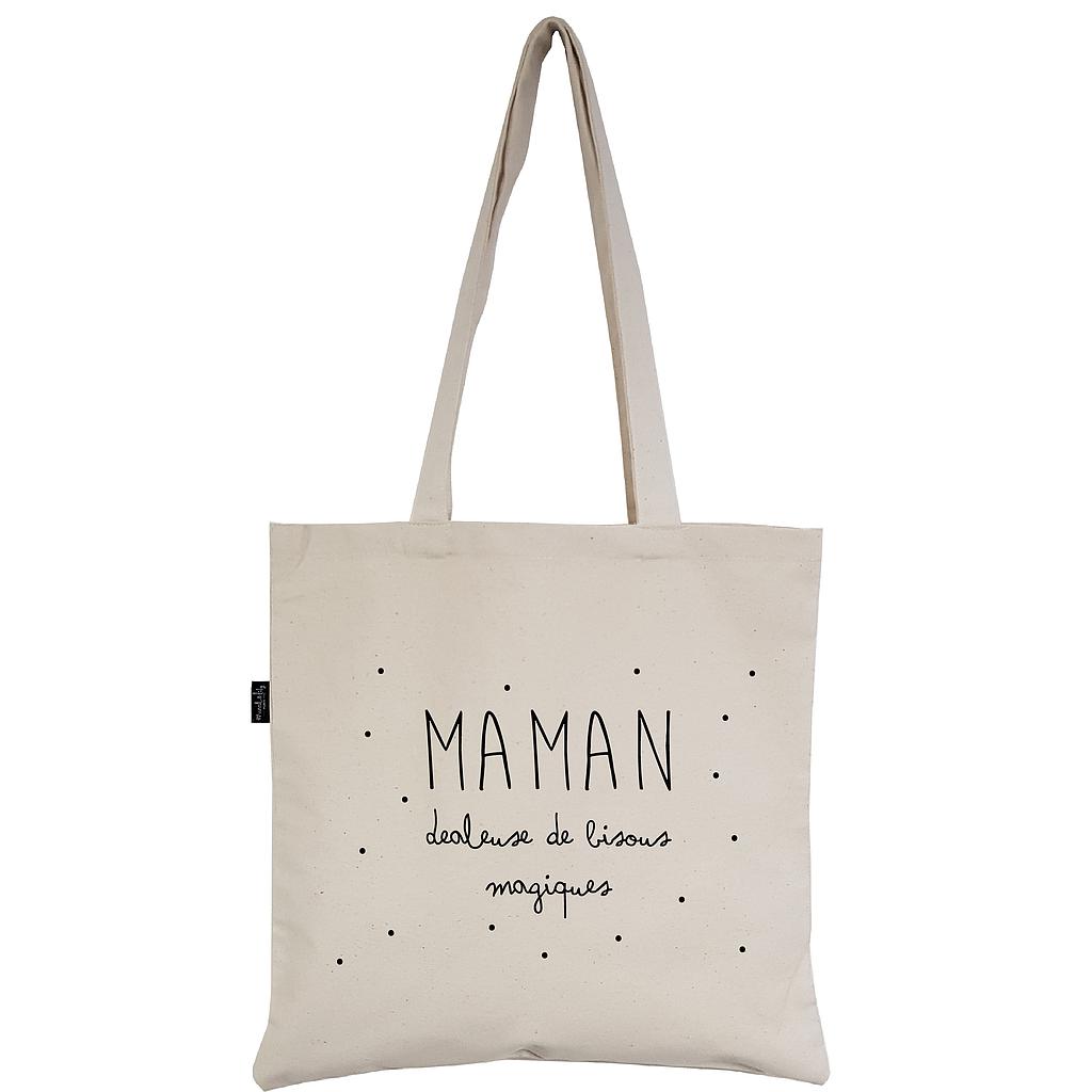Tote-Bag écru "Maman dealeuse de bisous"