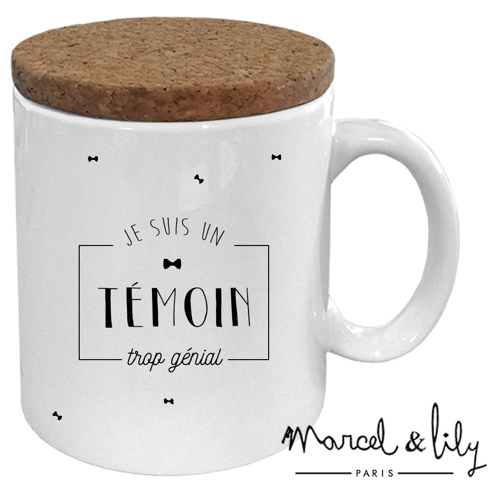 Mug avec son couvercle en liège "Je suis un Témoin trop génial"