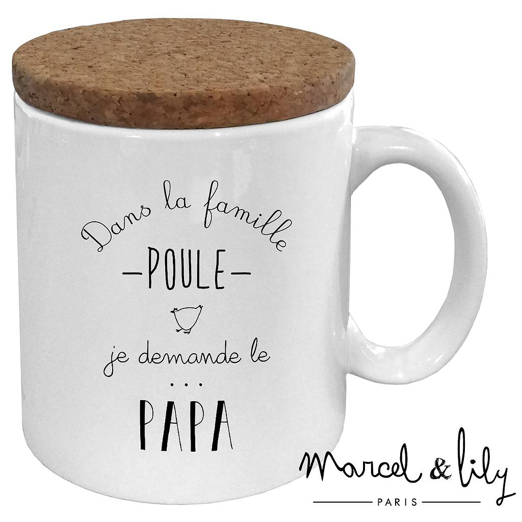 Mug avec son couvercle en liège  "Papa Poule"