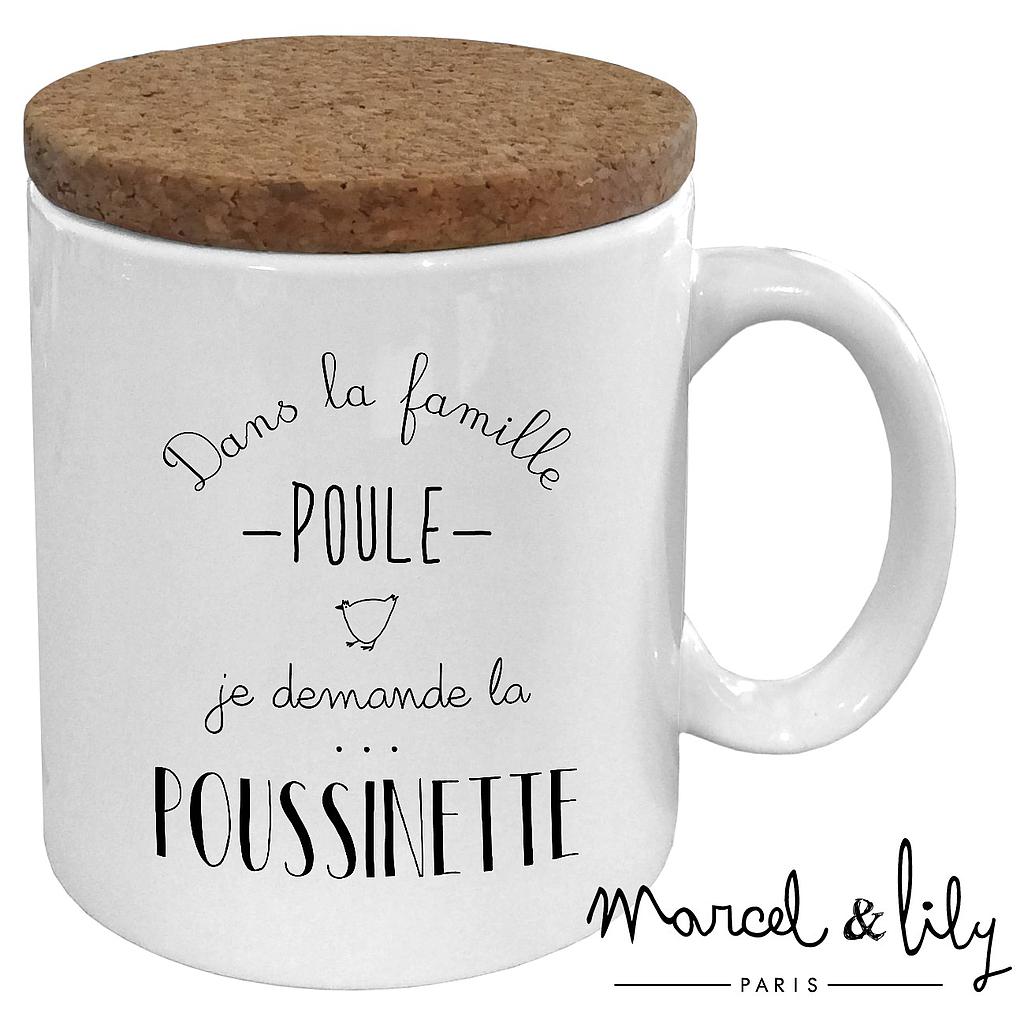 Mug avec son couvercle en liège  "Poussinette"