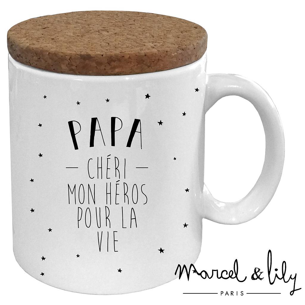Mug avec son couvercle en liège " Papa Chéri"