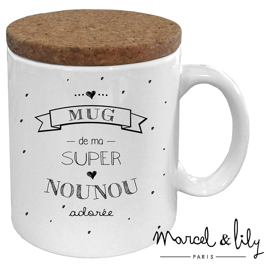 Mug avec son couvercle en liège "Mug Nounou"