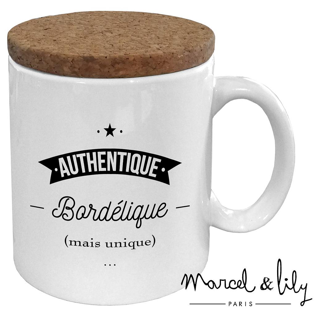 Mug avec son couvercle en liège  "Authentique Bordélique mais Unique"